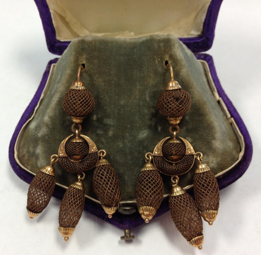 Hair earrings from the Browning family of Jefferson County, ca.1860