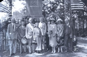 Boone Family Association  members posing in front of Daniel Boone's grave in 1925.