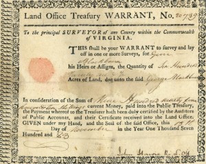Treasury Warrant of George Blackburn