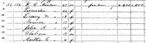 Hiram C. Marcum Family, 1860 Census. Click to enlarge.